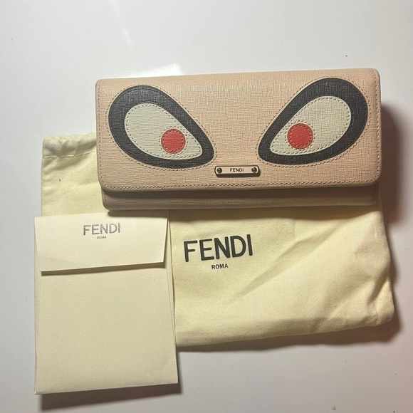 Fendi Accessories - Fendi Beige Monster Eyes Wallet